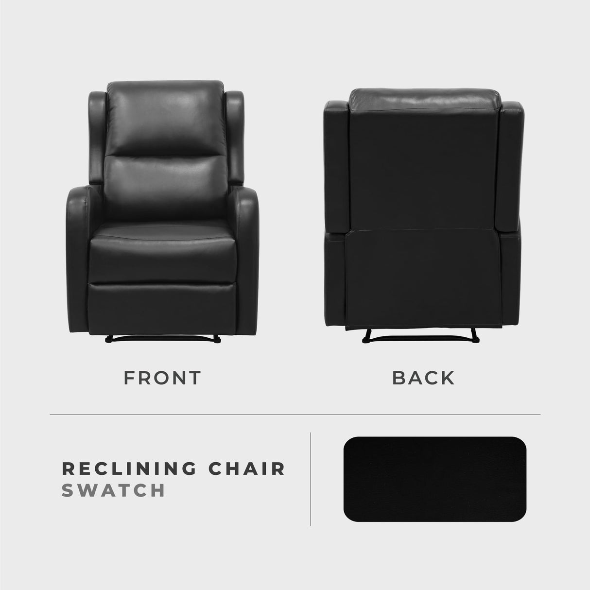 Lexicon Manual Recliner Chair, Reclining Sofa Chair, Home Theater Seating, Wall Hugger, Manual Recliner for Living Room/Office/Apartment, Easy Assembly, Black Faux Leather Lexicon