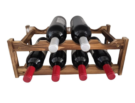 LoongZDD Easy-Install & Standalone 8-Bottle Wine Rack - Premium Carbonized Pine Wood, Two-Tier Design for Countertop, Home Kitchen Pantry, Versatile Wine Storage Solution LoongZDD