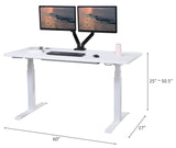 ApexDesk K Series 60" x 27" Electric Height Adjustable Standing Desk with LED Memory Controller (White) ApexDesk