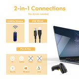 NADAMOO Wireless Barcode Scanner 328 Feet Transmission Distance USB Cordless 1D Laser Automatic Barcode Reader Handhold Bar Code Scanner with USB Receiver for Store, Supermarket, Warehouse NADAMOO