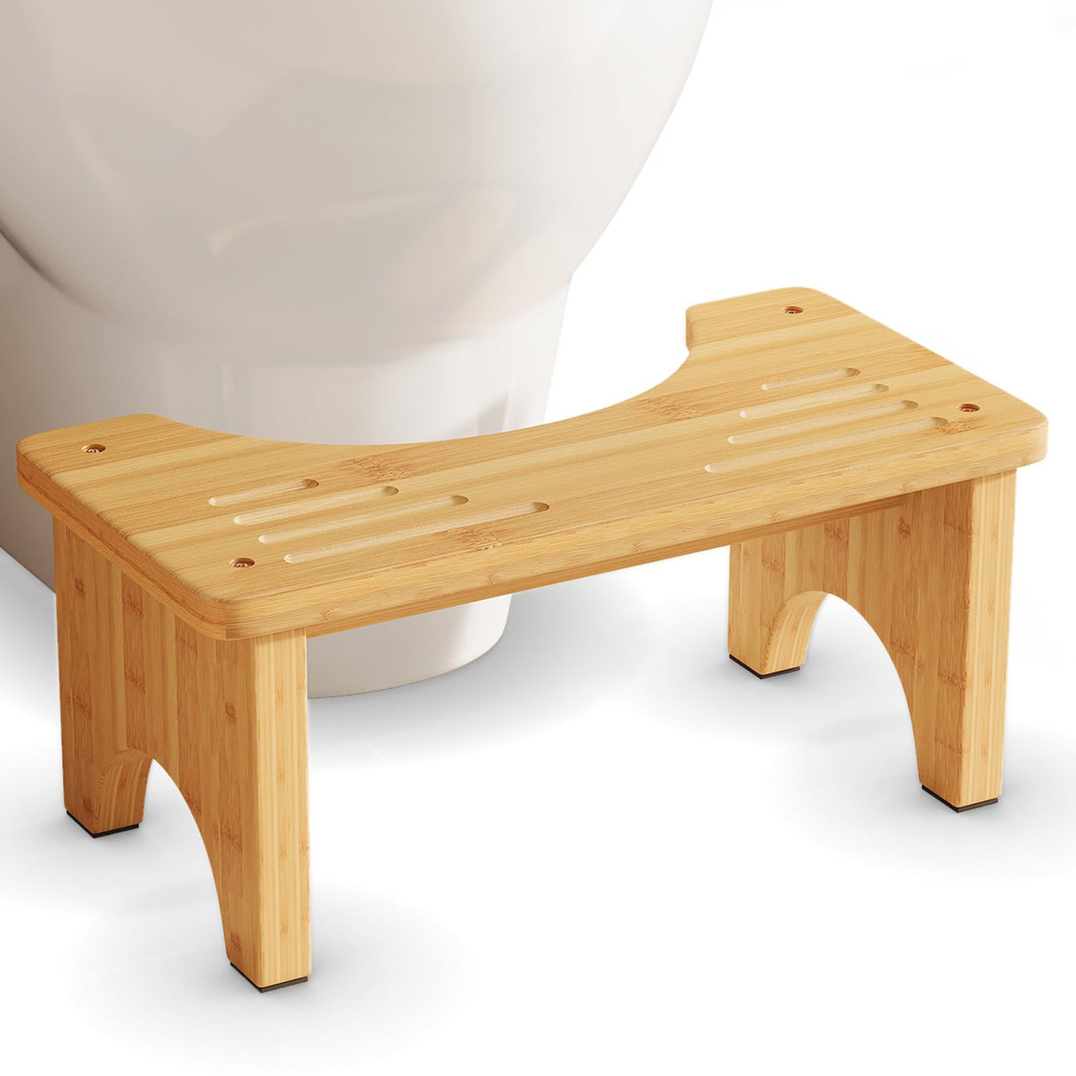 Uaniar Bamboo Toilet Stool, Wooden Squatting Potty Stool for Adults, 7 Inch Toilet Stool Squat Adult, Non-Slip Wood Poop Stool for Bathroom, Portable Toilet Foot Pooping Stool, Poop Stool for Kids Uaniar