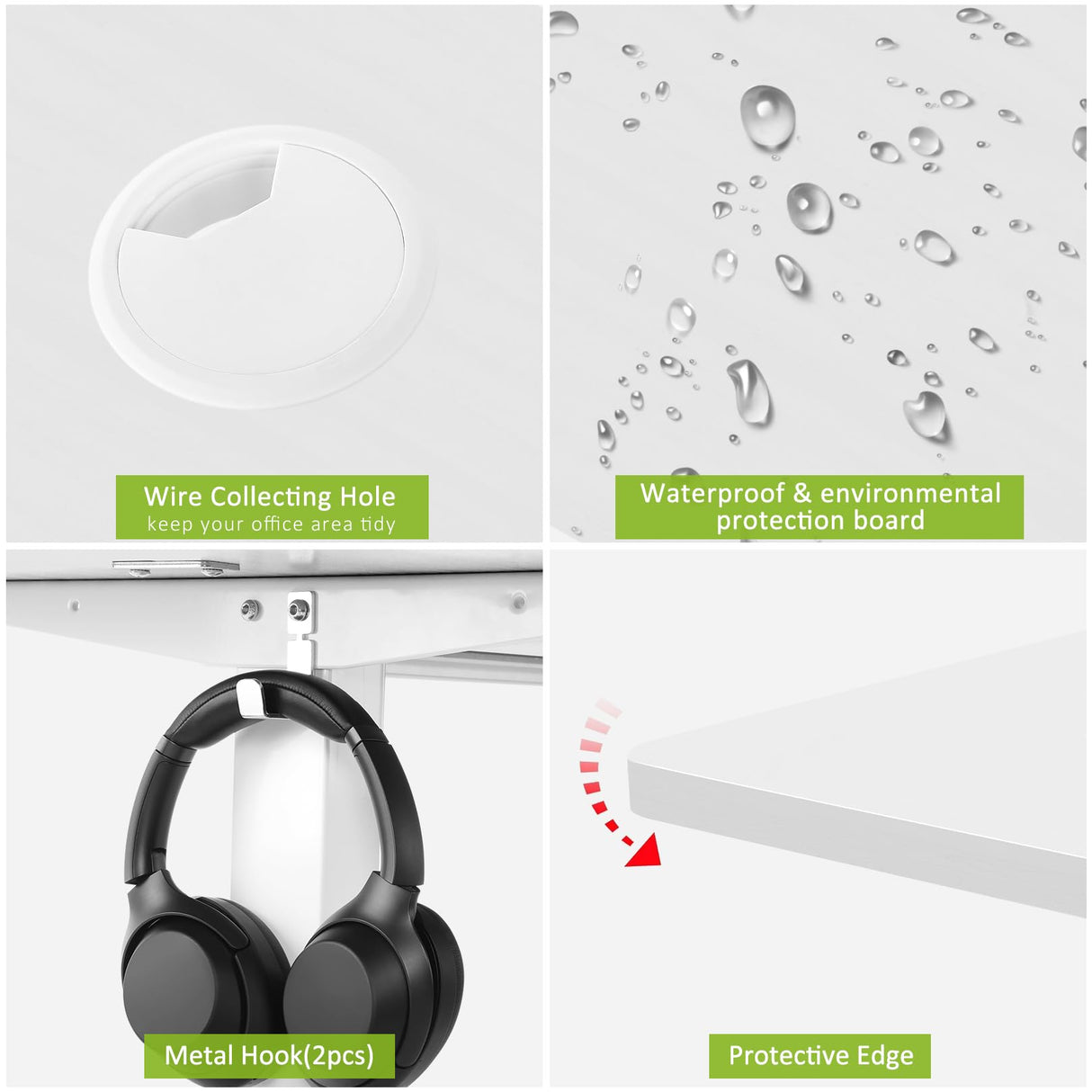 farexon Electric Standing Desk Adjustable Height, 48x24 Inches Stand Up Desk with 4 Preset Heights, Lockable Casters, Double Hooks,27.5''-46.5'' Lifting Range Home Office Computer Desk（White） farexon