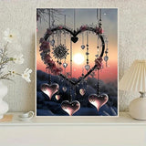 STGLCR Wind Chimes 5D Diamond Painting Kits for Adults, Love Diamond Art Kits for Beginners,DIY Full Drill Sunset Paint by Diamonds with Painting Kit for Crafts Adults Home Wall Decor 16 X 12inch STGLCR