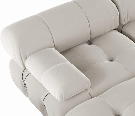 JACH 138" Modular Sectional Couch, U-Shaped Minimalist Velvet Sofas with Chaise Ottomans, Convertible Modern Deep 6-Seat Sofas Furniture for Living Room, Apartment (Beige) JACH