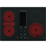 GE PP9830DJBB Profile Series Electric Cooktop with 4 Burners and 3-Speed Downdraft Exhaust System, 30", Black GE