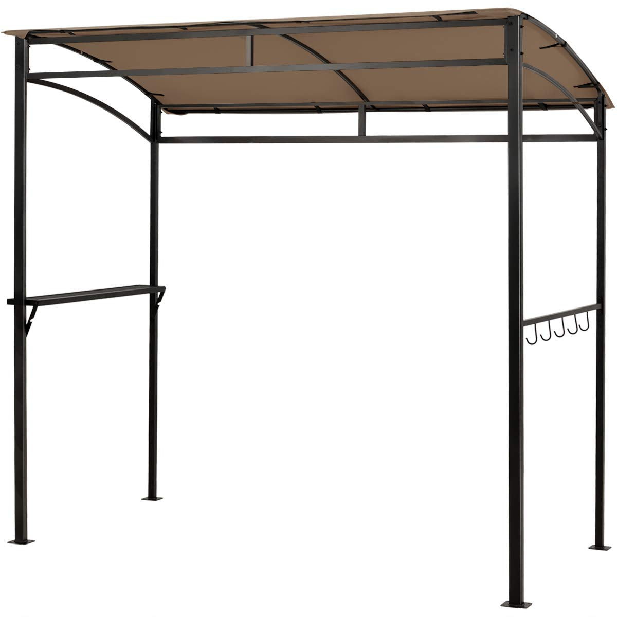 Tangkula 7ft Grill Gazebo, Patio Barbecue Canopy with Serving Shelf and Storage Hooks, Curved Grill Shelter w/Heavy-Duty Steel Frame Sunshade Gazebo for Outdoor Garden (Coffee) Tangkula