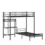 Bellemave Twin Over Twin bunk Bed with Desk, loft Bed with Desk and Shelves, Twin Over Twin Metal Bunk Beds with Charging Station, Black Bellemave