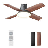 Dreo Ceiling Fans with Lights and Remote, 44 inch Low Profile Black Ceiling Fan, Reversible, 5CCT, 6-Level Dimmable, 6 Speeds Bedroom Ceiling Fan, Quiet, Easy to Install, Timer, Flush Mount Dreo
