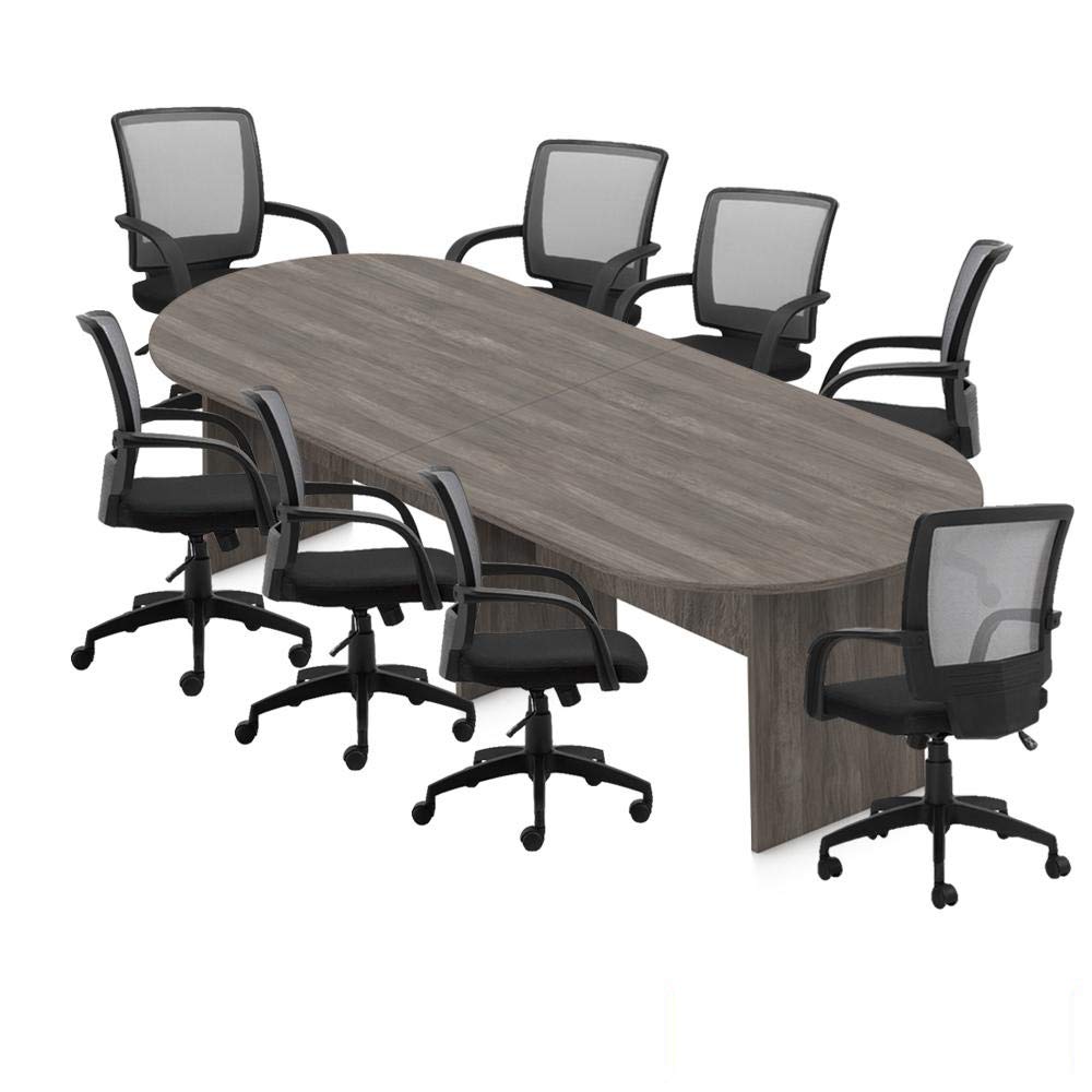 GOF 10FT Conference Table & Chairs (G10900B) Set, 10ft Table with 8 Chairs, Artisan Grey - WoodArtSupply