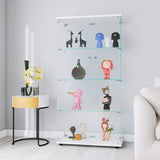 Zacis Modern 4-Tier Glass Display Cabinet with Doors - Stylish Floor Standing Curio for Living Room and Bedroom Zacis