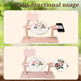 Adjustable Embroidery Hoop Stand,Embroidery Kit with 4pcs Different Size Embroidery Hoops,1 Embroidery Tool Kit,1 Pair of Thimbles,Wooden Embroidery Hoop Holder for Beginners. WodGod