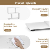 Tangkula 2 Tier Geometric Bookshelf, Freestanding Wood Display Shelf, Home Office Room Divider S Shaped Open Bookcase, Small Bookshelf for Small Spaces, Living Room, Study (White, 1) Tangkula