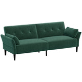 COPIAE 89” Futon Sofa Bed, Velvet Fabric Comfy Futon Couch Bed with 2 Square Pillows, Convertible Sleeper Sofa with Adjustable Backrest& Armrests, Modern Loveseat Sleeper for Living Room, Bedroom COPIAE