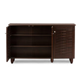 Baxton Studio Wholesale Interiors Winda Modern and Contemporary 3-Door Dark Brown Wooden Entryway Shoes Storage Cabinet Baxton Studio