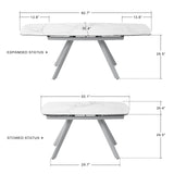 Extendable Dining Table for 6-8 Seat, 55.1'' to 82.7'' Sintered Stone Oval Kitchen Table, Modern Dining Room Table with Rounded Corner for Kitchens, Dining Room, Office Areas(White Glossy Tabletop) SIMTONAL