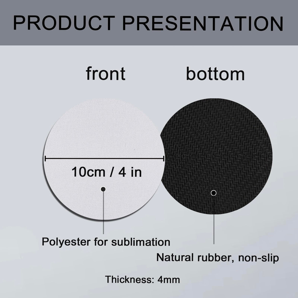 50 PCS Sublimation Blank Cup Coasters Bulk, 4x4 Inch Round Blank Cup Mat Rubber for Sublimation Transfer Heat Press Printing DIY Crafts OKBA