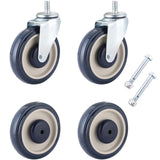 FLKQC Shopping Cart Caster Wheel | Polyurethane Shopping Cart Wheels with Hardware | 4 Pack 5 inch Shopping Cart Wheels Replacement Kit for Retail Stores (Blue) FLKQC