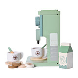MONT PLEASANT Kids Wooden Toys Toddler Pretend Play Kitchen Accessories Green Coffee Maker Espresso Machine Playset Montessori Kitchen Toy Gift for Girls and Boys MONT PLEASANT