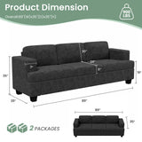 Fiona's magic 5 Seats Sofa Couch Set, 2 Piece Set Comfy Sofa Couch, 3 Seater & Loveseat Sofa with Deep Seats, Couch for Living Room, Modern Sleeper Couch, Black Chenille Fiona's magic