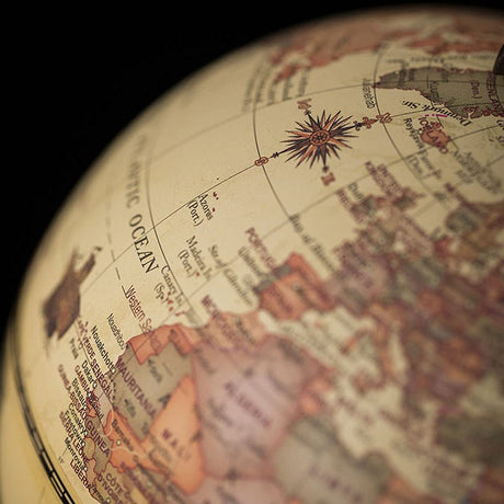 CALIDAKA Geographic Globes, Antique Globe with A Wood Base, Vintage Decorative Political Desktop World for School, Home, and Office, 8.7" x 5.5" CALIDAKA