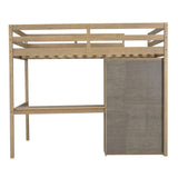 Harper & Bright Designs Full Size Loft Bed with Desk, Storage Shelves and Drawers, Solid Wood Loft Bed Frame with Built-in Wardrobe, Walnut Harper & Bright Designs