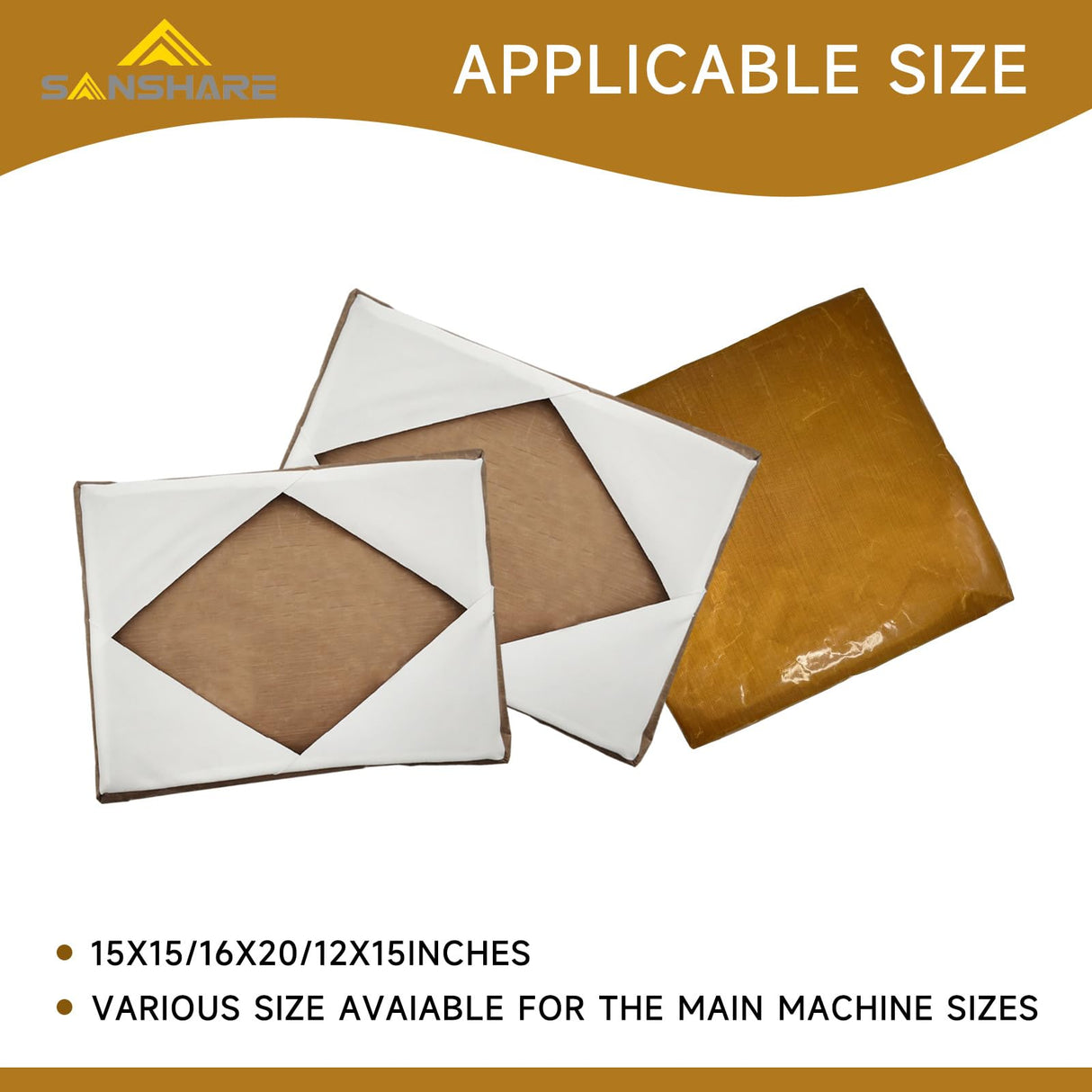 SANSHARE 2 Pcs Reusable Teflon Heat Press Platen Covers 15x15 Inch for Heat Press Machine Platen Wrap - Protector for Sublimation - Heat Resistant, Ink Resistant SANSHARE