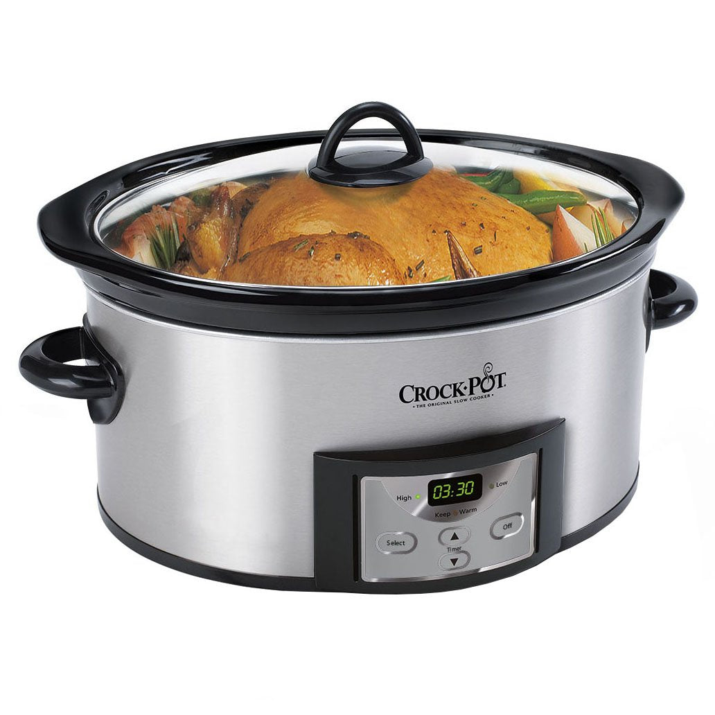 Crock-Pot 6-Quart Countdown Programmable Oval Slow Cooker with Dipper, Stainless Steel, SCCPVC605-S Crock-Pot