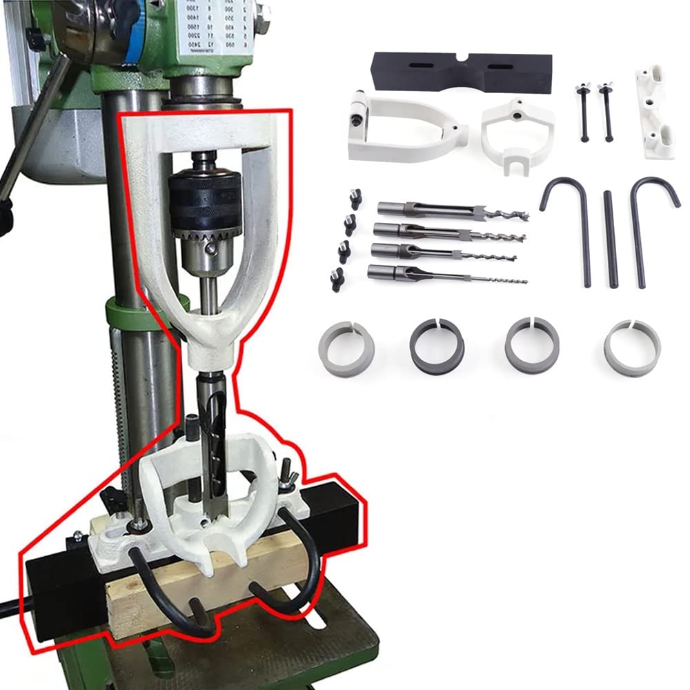 Mortising Attachment for Drill Press Bench, Square Hole Chisel Drilling Machine Woodworking Bench Mortiser Location Tool, Drill Press Bench Drill - WoodArtSupply