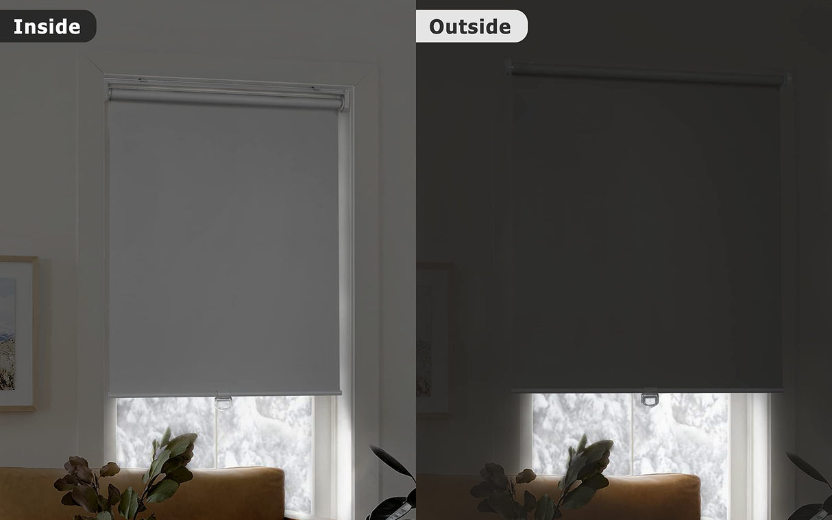 LazBlinds No Tools No Drill Cordless Roller Shades, 100% Blackout Roller Blinds for Windows, Thermal Insulated UV Protection Waterproof Roll Up Window Blinds and Shades, 20'' W x 72'' H, White LazBlinds