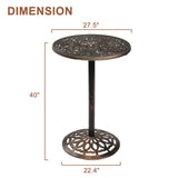 VINGLI 40" Outdoor Bar Table, High Top Table, Cast Aluminum Outdoor Pub Table 40-Inch Height, Round Bar Table Bistro Table for Patio, Cocktail, Bistro(28" Dia x 40 H) VINGLI
