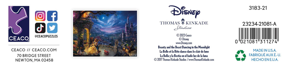 Ceaco - Thomas Kinkade - Disney - Beauty & The Beast Dancing in The Moonlight - 1000 Piece Jigsaw Puzzle Ceaco