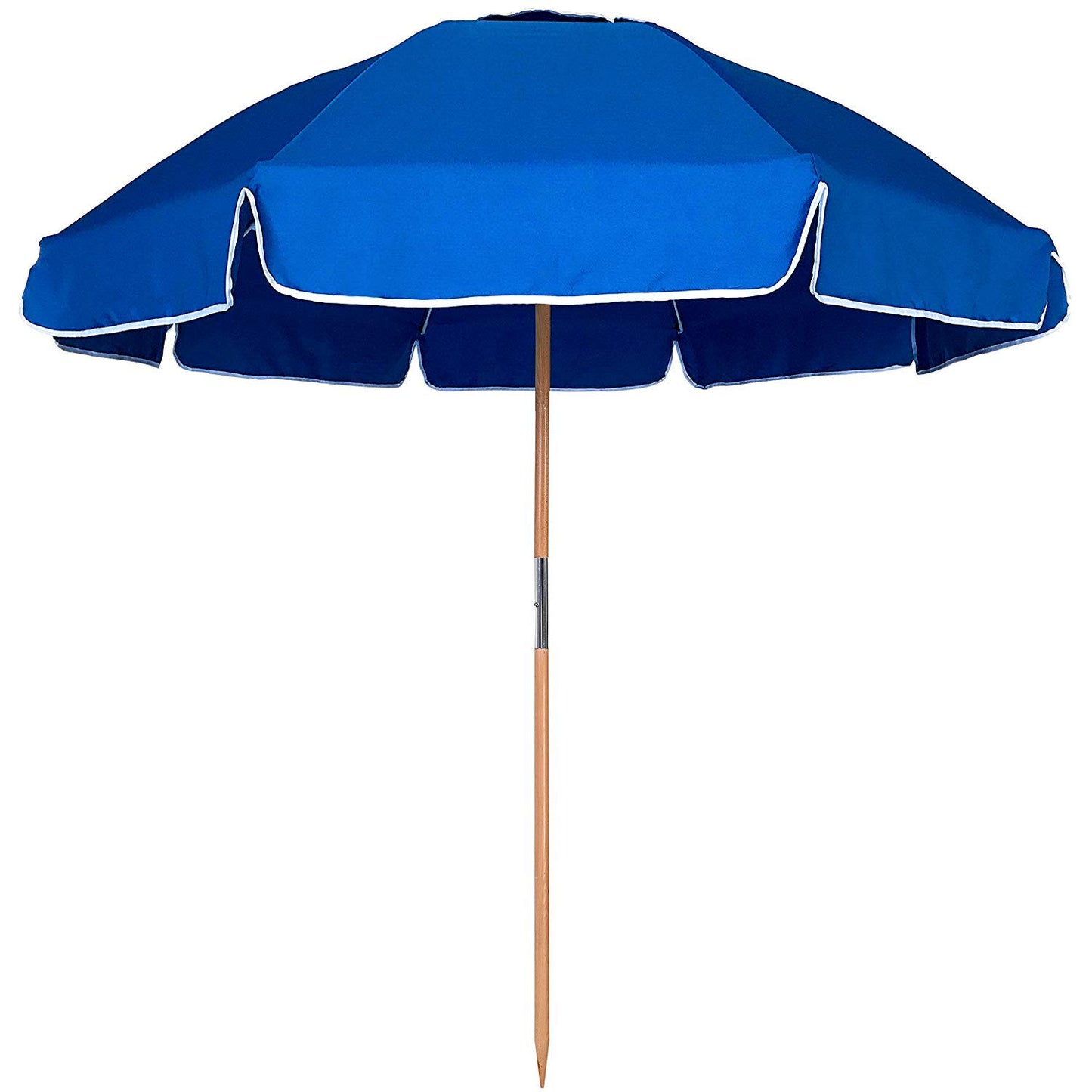 AMMSUN 7.5ft Heavy Duty HIGH Wind Beach Umbrella Commercial Grade Patio Beach Umbrella with Air Vent Ash Wood Pole & Carry Bag Upf 50+ Protection for Patio Garden Beach Pool Backyard Blue