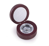 Custom Personalized Compass in Rosewood Finished, Hinged Box with Aluminum Plate and Accents. Bey-Berk