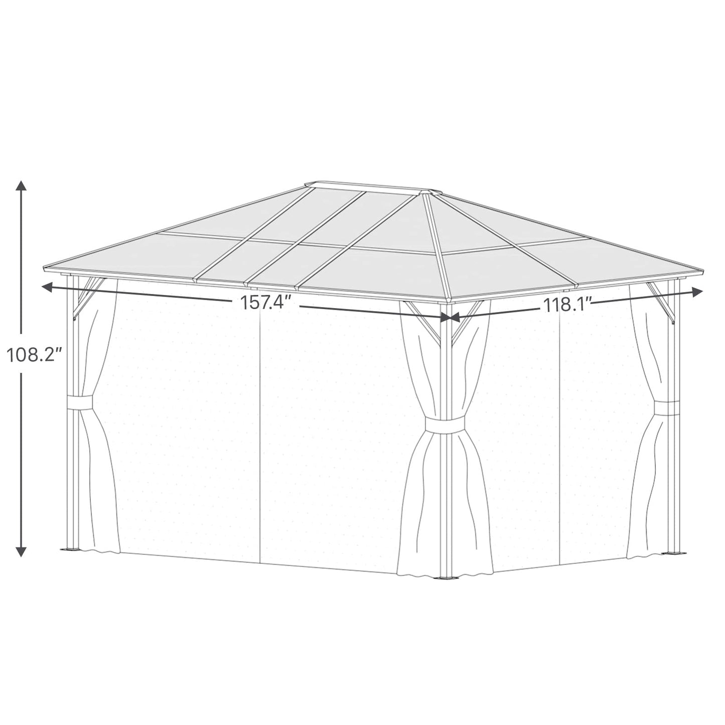 Grand Patio 10'x13' Gazebo Outdoor Hardtop Polycarbonate Gazebo Canopy with Netting and Curtains for Garden, Patio, Backyard - WoodArtSupply