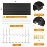 Landical PVC Slat Wall Panels 4 x 8 ft, 8 Panels, Organizer Storage System Slatwall for Wall Tool Organization Peg Board Storage Rack, Black Landical