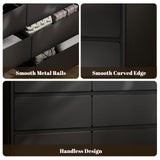 9 Drawer Dresser for Bedroom, 63" Long Black Chest of Drawers with Charging Station & LED Lights, Curved Anti-Collision Design,Wooden Closet Storage Cabinet,Modern Dresser TV Stand with Deep Drawers Gyfimoie