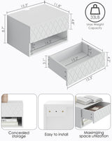 Aienvey Floating Nightstand, Small Modern Floating Nightstand with Drawer, Floating Shelves for Bedroom, Bathroom, White Diamond Aienvey