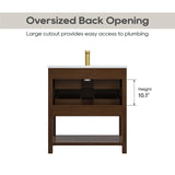 DELUXE LIVING 30 Inch Bathroom Vanity with Sink, Farmhouse Storage Cabinet with Drawers & Open Storage Shelf, Easy Assembly, Adjustable Feet, Walnut DELUXE LIVING