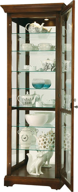 Howard Miller Grubbs Curio Cabinet II, Brown Finishing with Halogen Lights - Adjustable Height Desks & Lockable Door for Collectibles, Decorative Items, Office & Living Room Durable Curio Cabinets Howard Miller