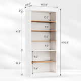 Vyre 70.8" Tall White Bookshelf, Farmhouse Modular Bookcase with 6-Tier Adjustable Shelves, Large Storage Cabinet for Home Office, Living Room, Set of 4 Vyre