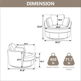 Chifee & Vingol 42.2" Oversized Swivel Accent Chair Round Barrel Chair,Sherpa,Ivory Chifee & Vingol