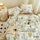 ECOCOTT 3 Pieces Floral Duvet Cover Sets King Size,100% Natural Cotton Floral Pattern 1 Duvet Cover with Zipper and 2 Pillowcases, Ultra Soft and Easy Care Breathable Cozy Simple Style Bedding Set ECOCOTT