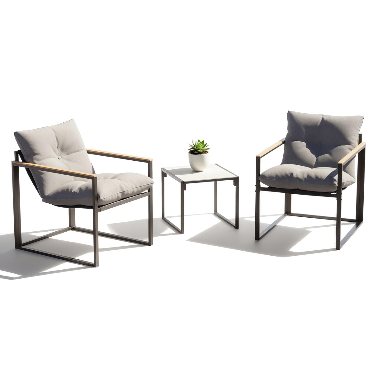 3D MATRIX Patio Furniture Set, 3 Piece Bistro Patio Sets, Small Bistro Set, Small Balcony Furniture (Gray) 3D MATRIX