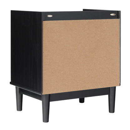 Walker Edison Mid-Century Modern Solid Pine 2-Drawer Nightstand, 20 Inch, Black - WoodArtSupply