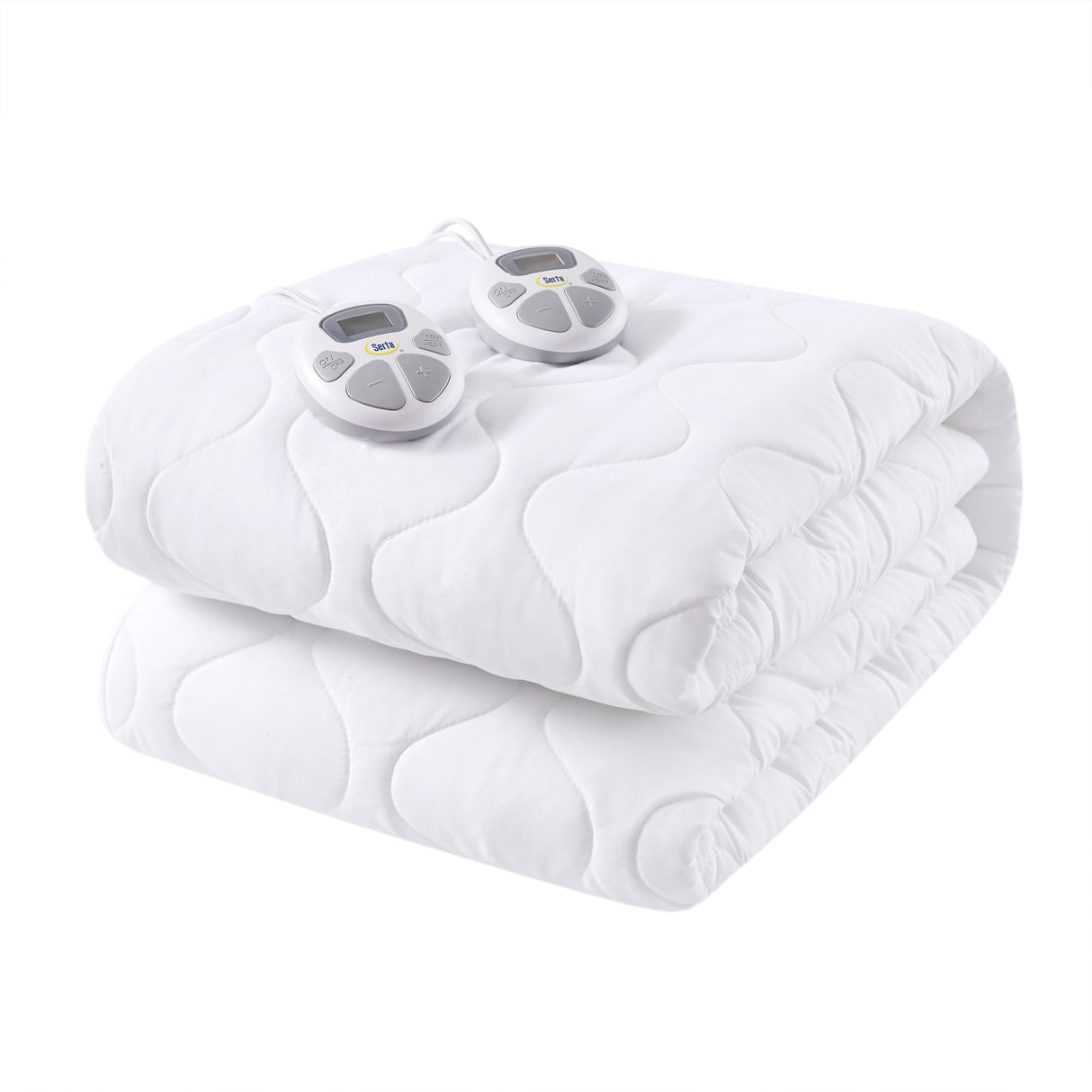 Serta Heated Mattress Pad Cal King Size - Electric Mattress Pad, 10 Heat Setting Controller, Auto Shut Off Timer, Deep Elastic Pocket, Up to 17" Mattress, ETL Certified, Machine Wash, Cal King, White Serta