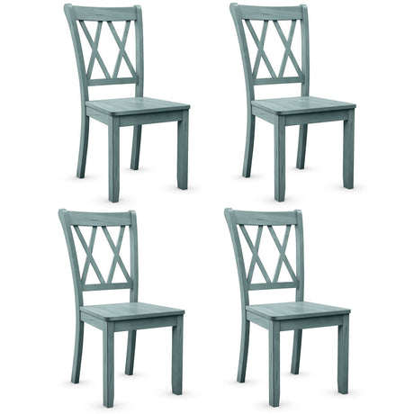 Giantex Set of 4 Dining Chairs, Rubber Wood Dining Room Chair, Farmhouse Dining Side Chairs, Max Load 400 Lbs, Wooden Kitchen Chairs for Home Kitchen, Dining Room Giantex
