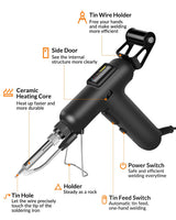 Soldering Iron Kit, 80W 110V Automatic Soldering Gun with Ceramic Heater, 8-in-1 Fast Heating Soldering Kit Includes Iron Tips, Solder Wire, Desoldering Pump, Tweezers for Repairs and DIY Aucanla