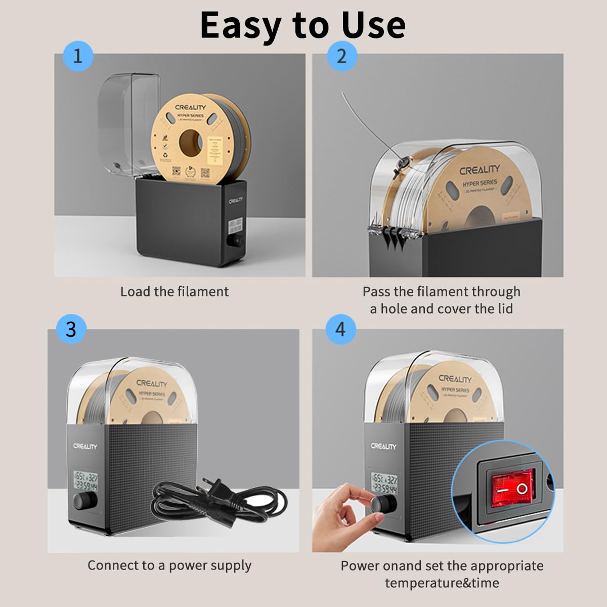 Creality Official Filament Dryer Box 2.0 with Fans, Upgraded Filament Dry Box Pro 1KG 3D Printer Filament Storage Keep Filament Dry During 3D Printing Filament Dehydrator for PLA PETG ABS TPU - WoodArtSupply