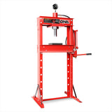 DNA MOTORING 30 Ton Air Hydraulic Shop Press with Plates, H-Frame Garage Floor Press, 30T / 66139lbs, Adjustable Working Table Height, TOOLS-00292, Red DNA MOTORING