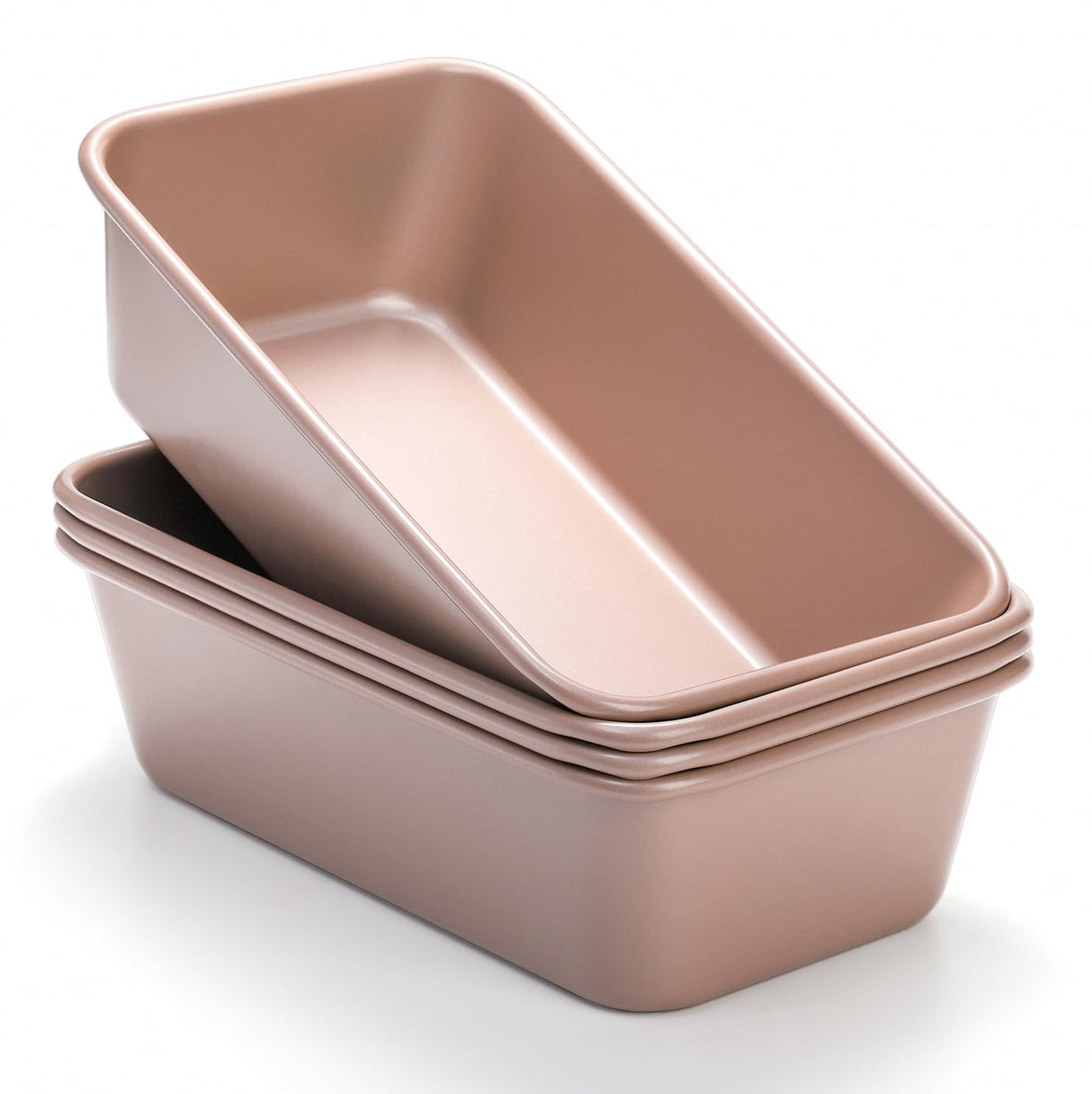Elsjoy 4 Pack Non-Stick Loaf Pan, 9.5 x 5.5 Inch Champagne Bread Loaf Pans Carbon Steel Bread Tin Set for Baking, Metal Bakeware for Bread, Meatloaf, Cake Elsjoy